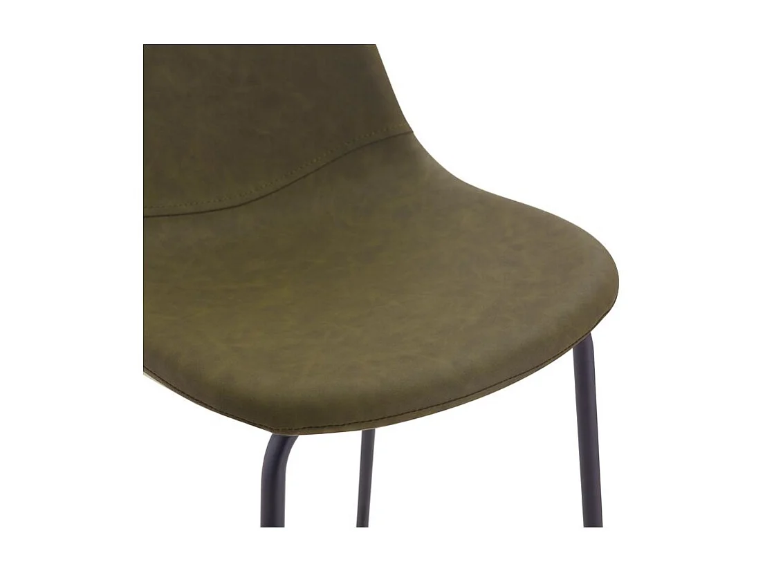 Set de 2 taburetes para isla de cocina en sintético verde caqui 65 cm - Henrik