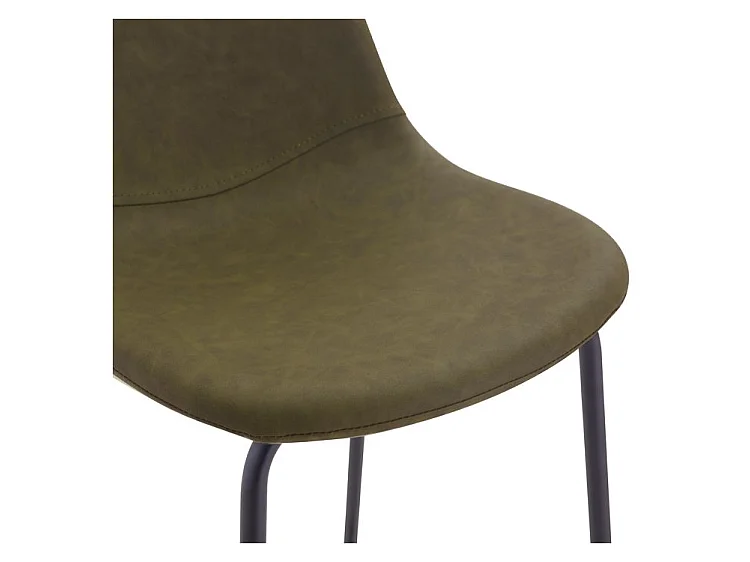 Set de 2 taburetes para isla de cocina en sintético verde caqui 65 cm - Henrik