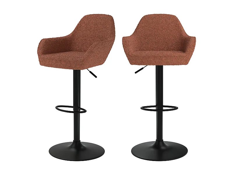 Set de 2 sillas de bar efecto lana rojo ladrillo 63/83 cm - Adam