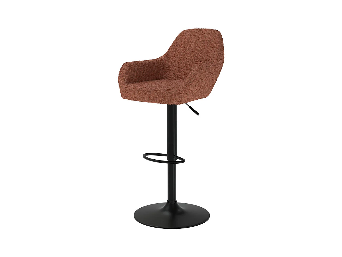 Set di 2 sgabelli da bar effetto lana bouclè rosso mattone 63/83 cm - Adam