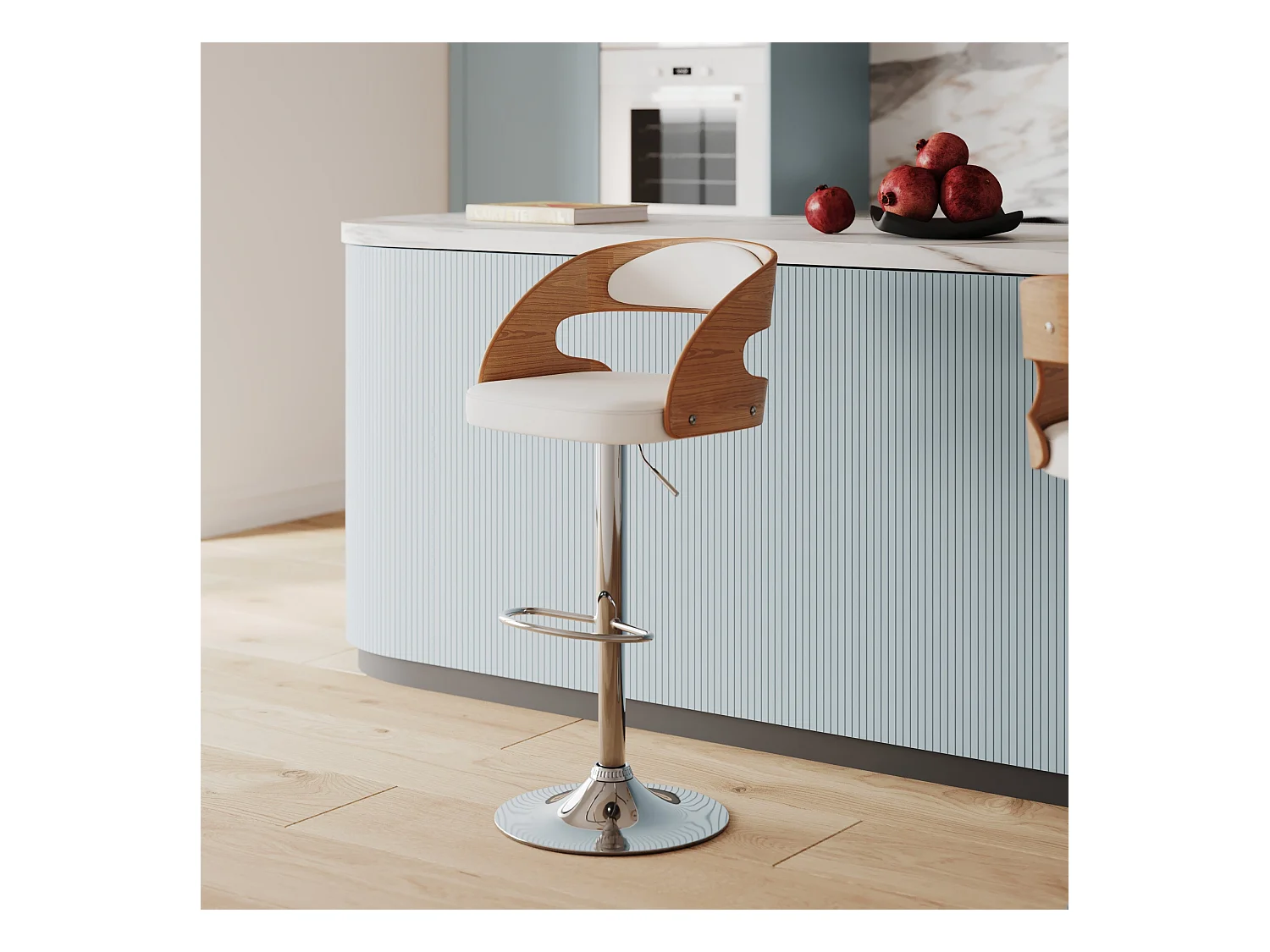 Chaise de bar réglable 62/84 cm en cuir synthétique blanc - Louis