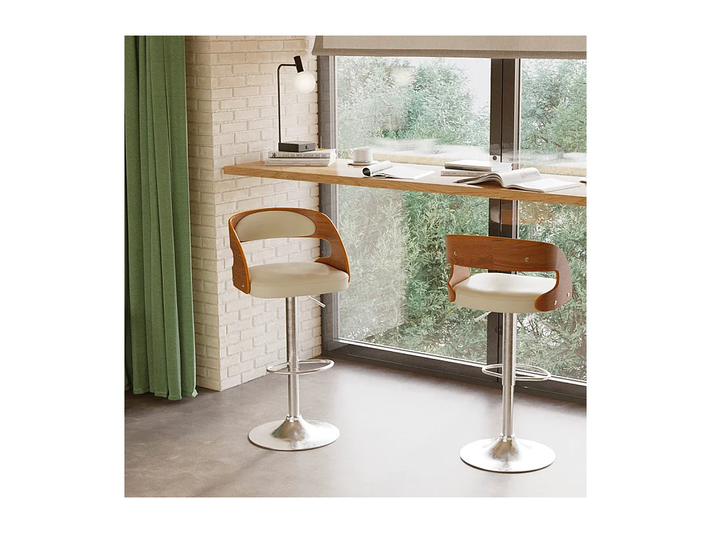 Chaise de bar réglable 62/84 cm en cuir synthétique blanc - Louis