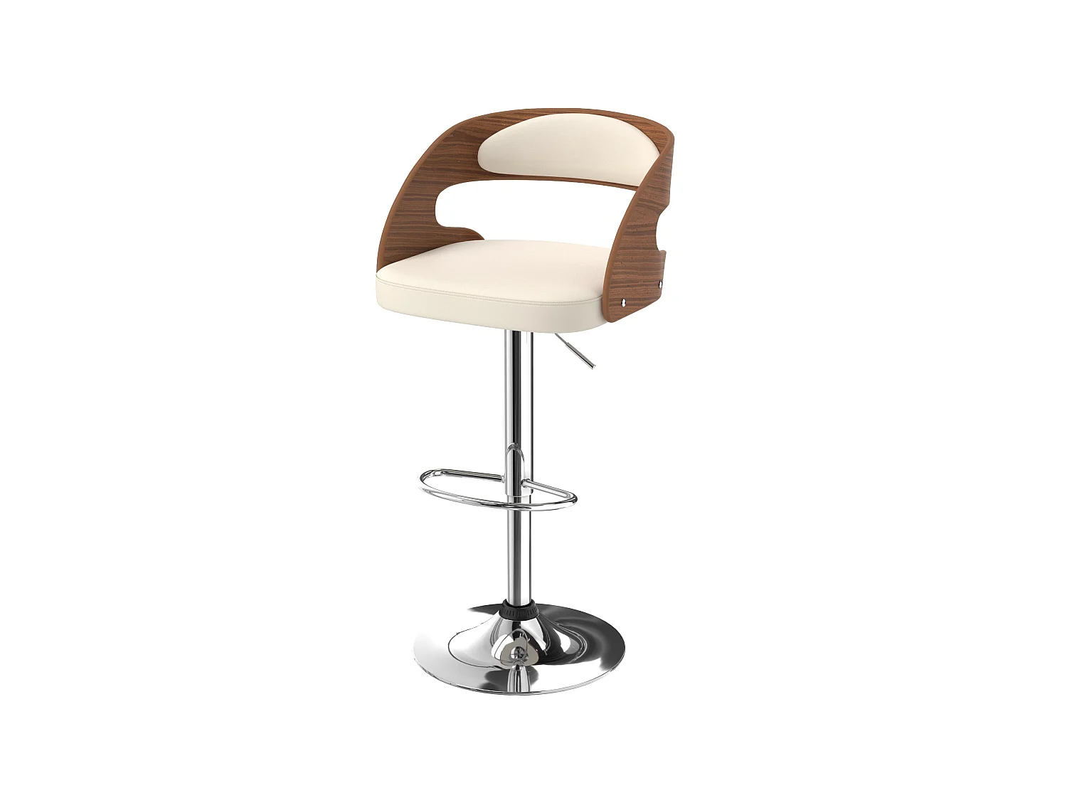 Verstellbarer Barhocker 62/84 cm aus weißen Kunstleder - Louis