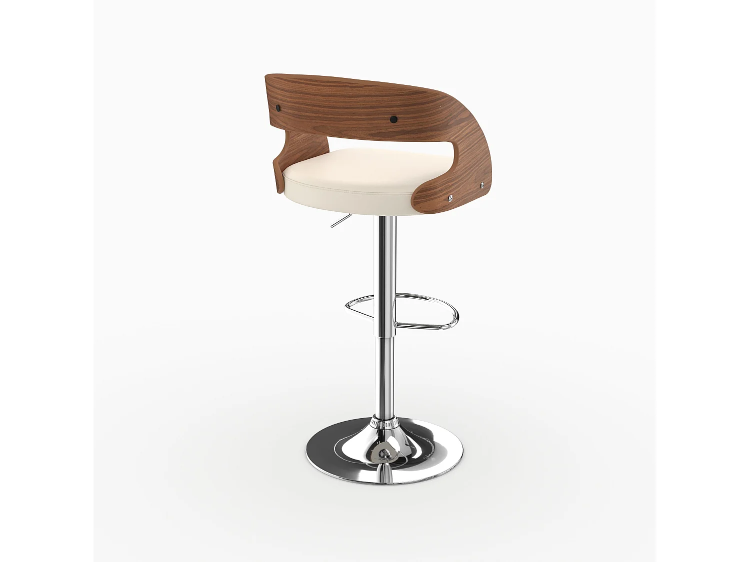 Verstellbarer Barhocker 62/84 cm aus weißen Kunstleder - Louis