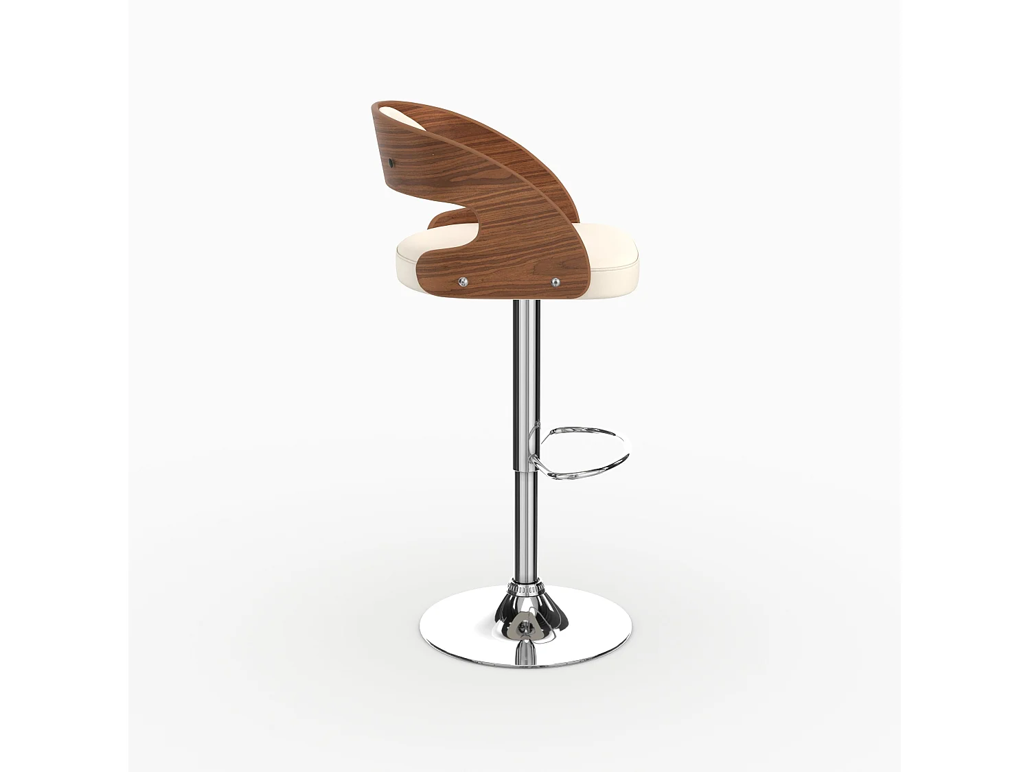 Verstellbarer Barhocker 62/84 cm aus weißen Kunstleder - Louis