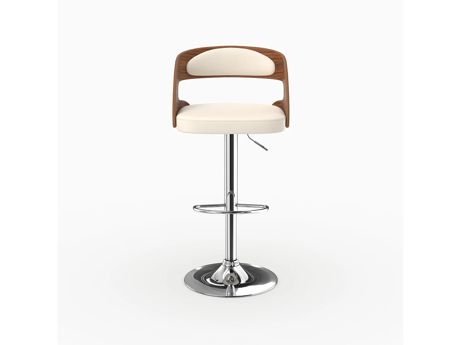 Verstellbarer Barhocker 62/84 cm aus weißen Kunstleder - Louis