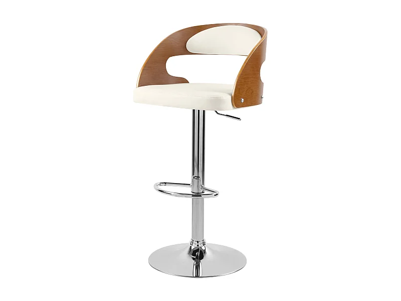 Chaise de bar réglable 62/84 cm en cuir synthétique blanc - Louis