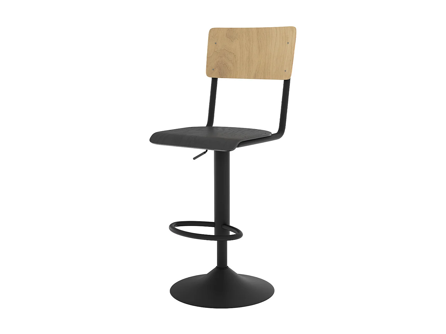 Set de 2 sillas de bar ajustables 60/80 cm en madera clara y negro - Clem