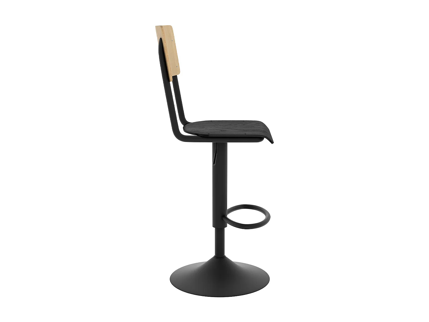 Set de 2 sillas de bar ajustables 60/80 cm en madera clara y negro - Clem