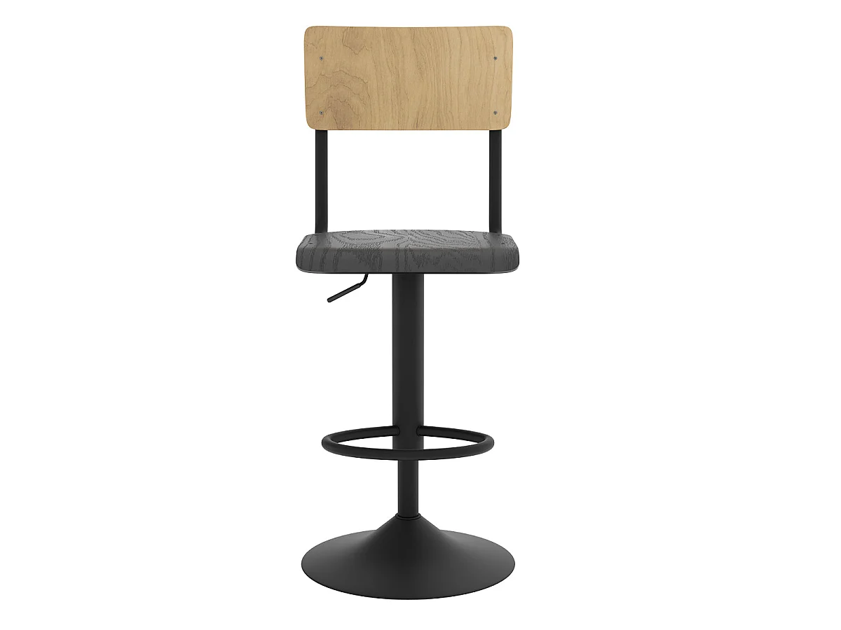 Set di 2 sgabelli da bar regolabili 60/80 cm in legno chiaro e nero - Clem