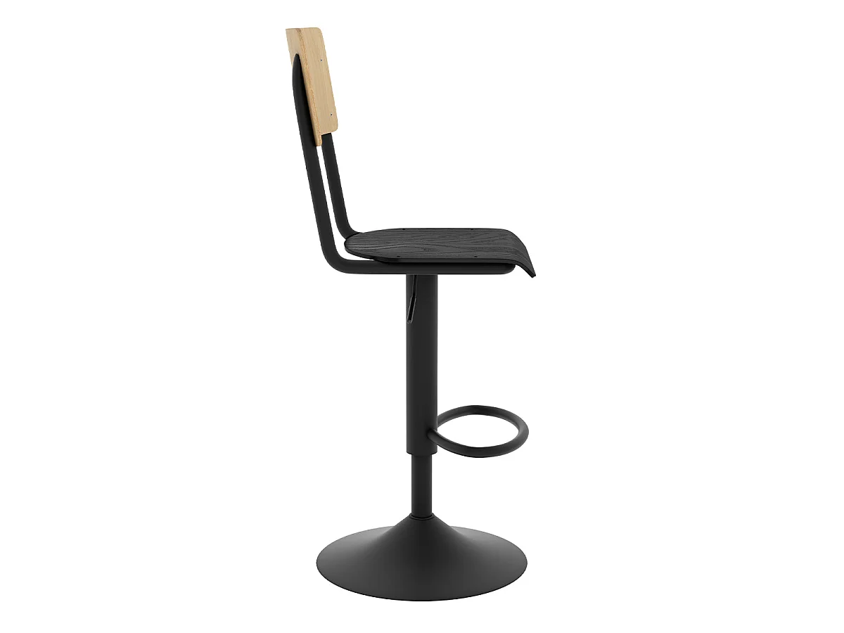 Set di 2 sgabelli da bar regolabili 60/80 cm in legno chiaro e nero - Clem