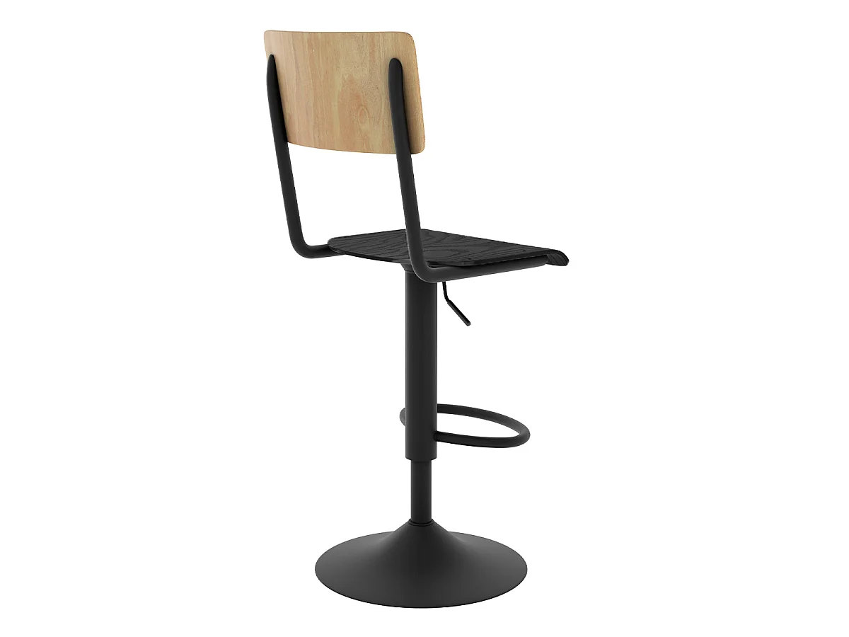 Set di 2 sgabelli da bar regolabili 60/80 cm in legno chiaro e nero - Clem