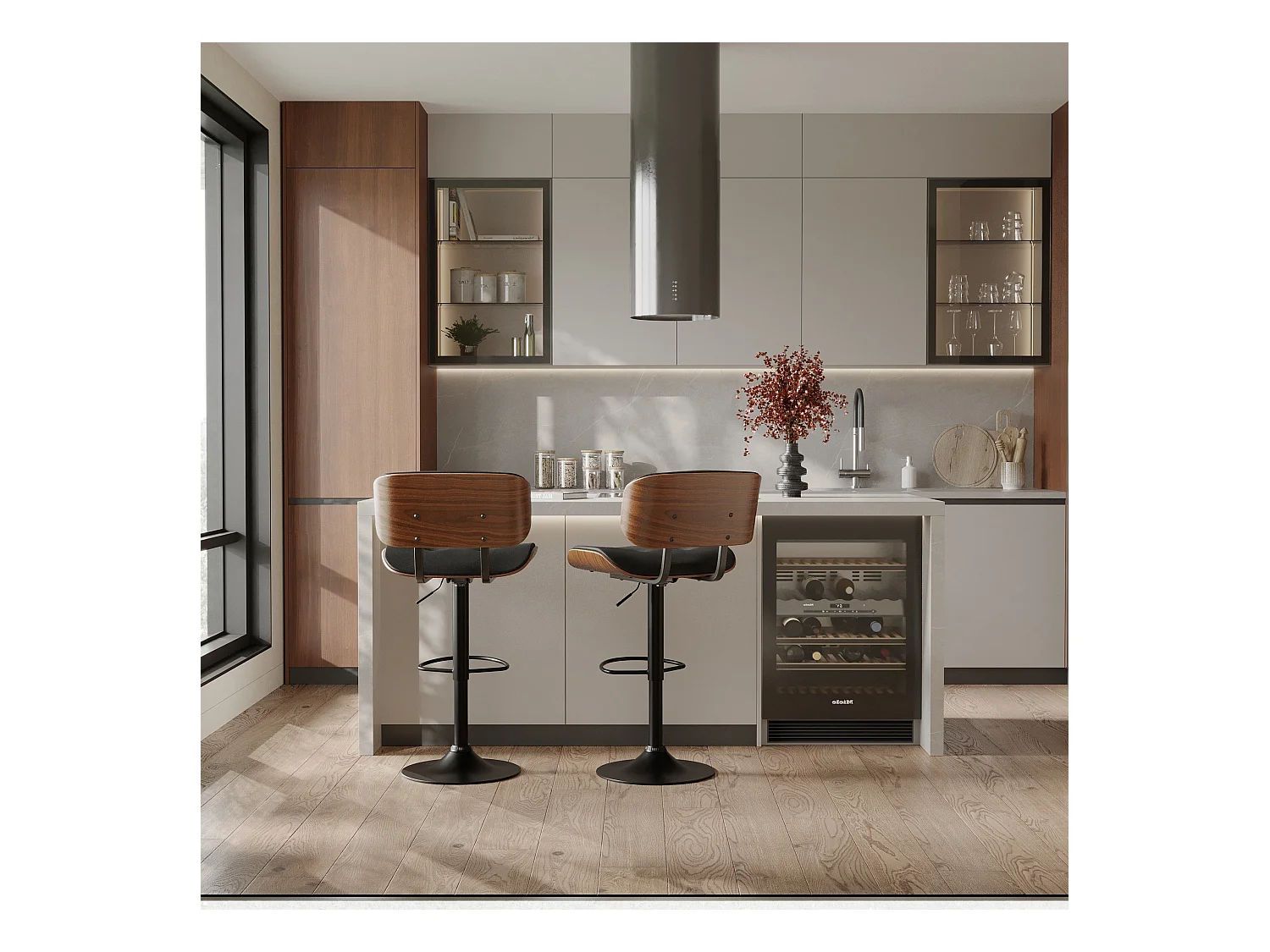 Sedia da bar regolabile 65/86 cm in pelle artificiale nera - Melchior