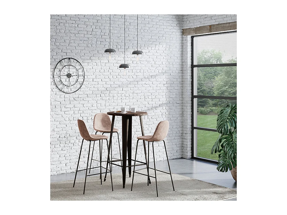 Set di 2 sedie da bar 75 cm in pelle sintetica taupe - Henrik