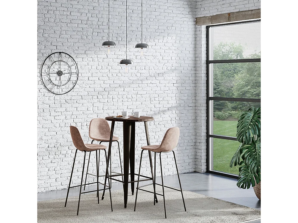 Set de 2 sillas de bar 75 cm en piel sintética taupe - Henrik