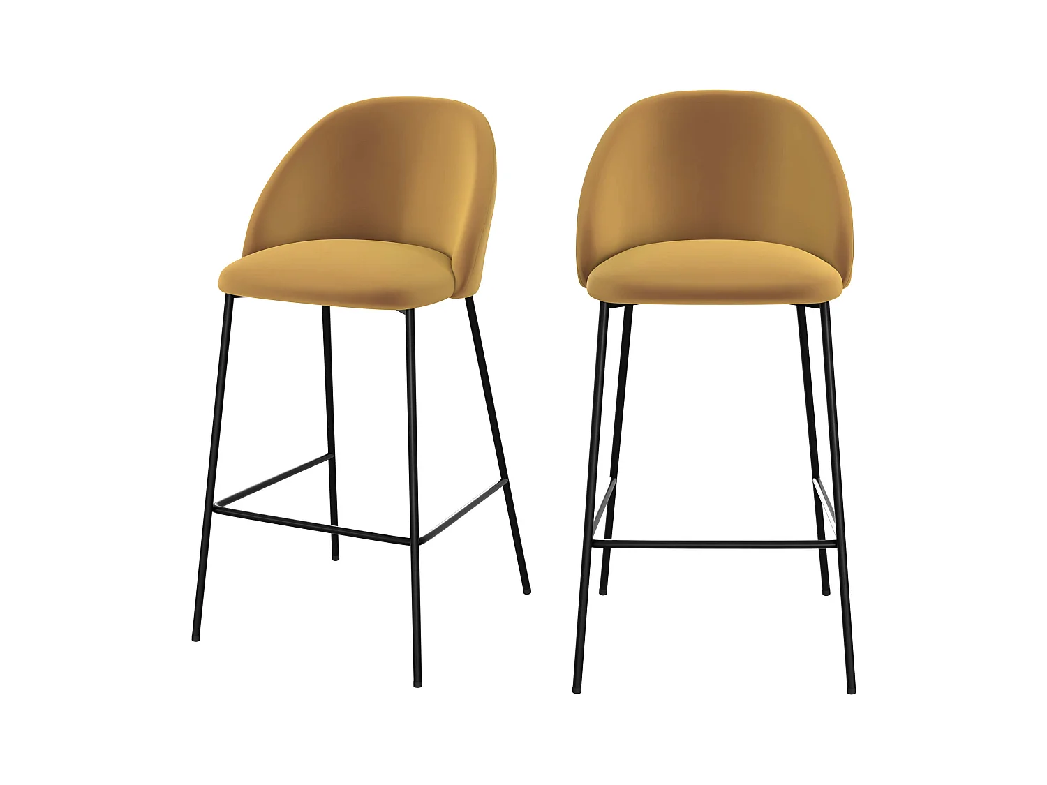 Set de 2 sillas para isla de cocina de terciopelo amarillo 66 cm - Karl
