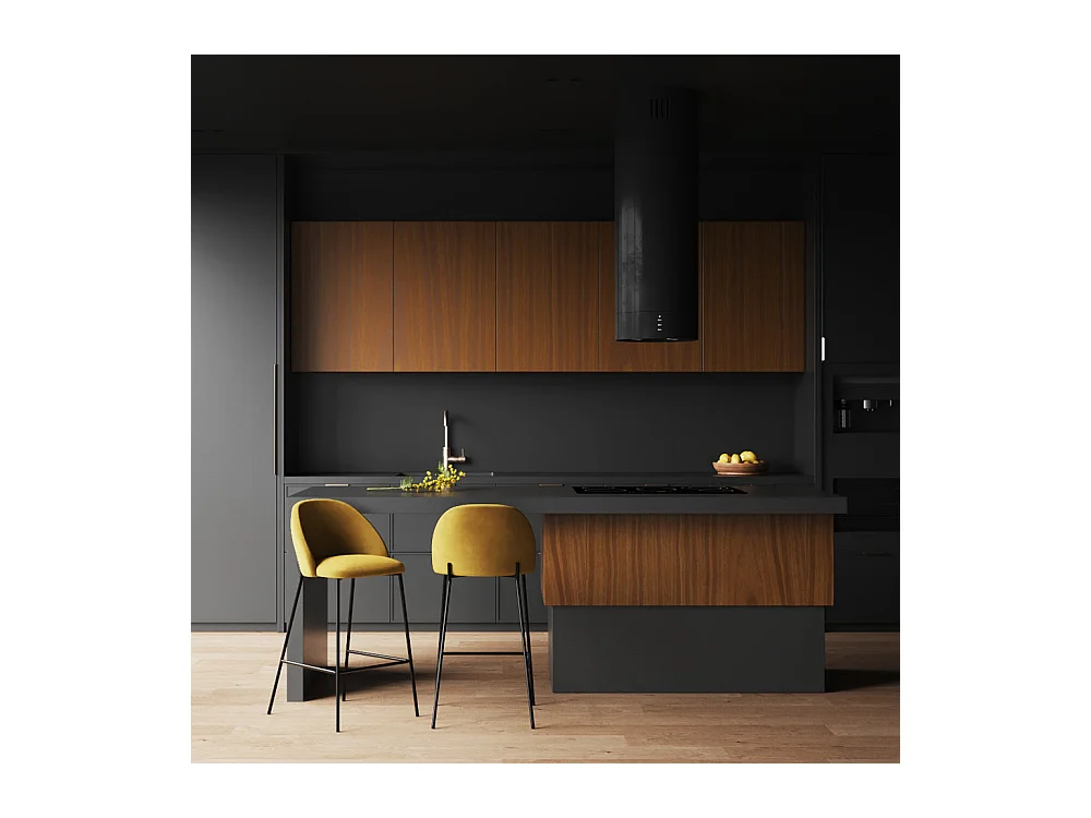 Set de 2 sillas para isla de cocina de terciopelo amarillo 66 cm - Karl