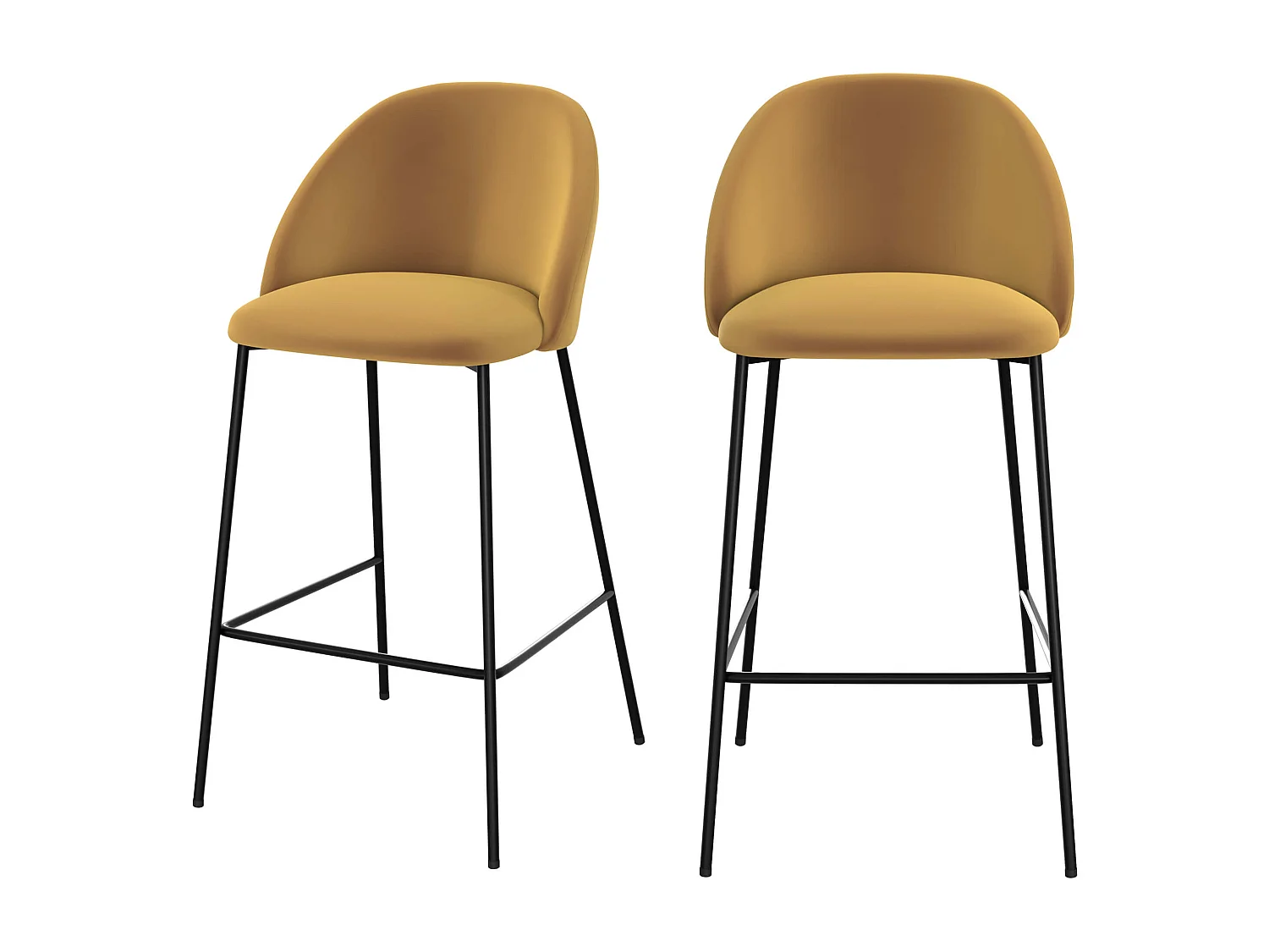 Set de 2 sillas para isla de cocina de terciopelo amarillo 66 cm - Karl