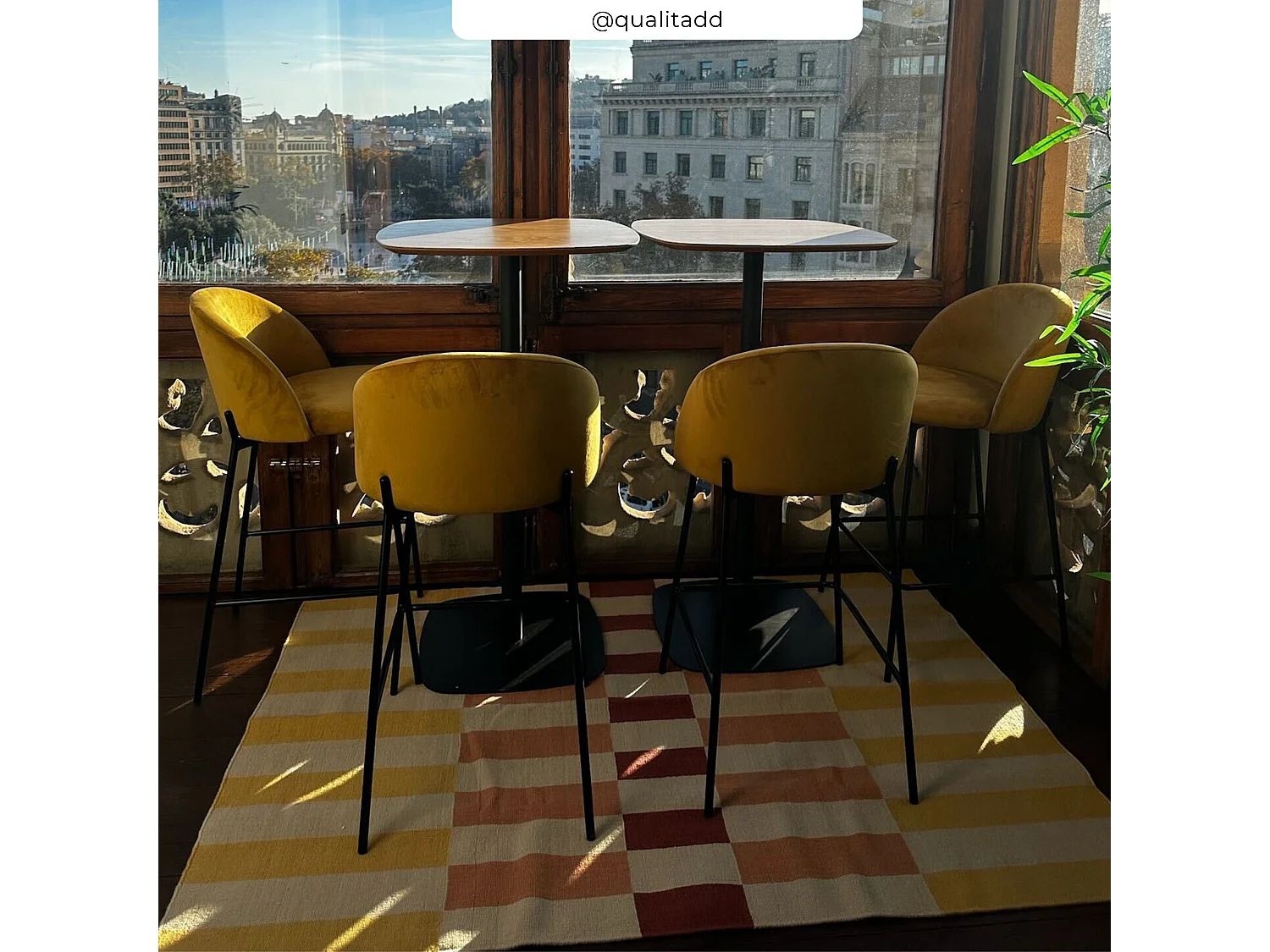 Set de 2 sillas para isla de cocina de terciopelo amarillo 66 cm - Karl