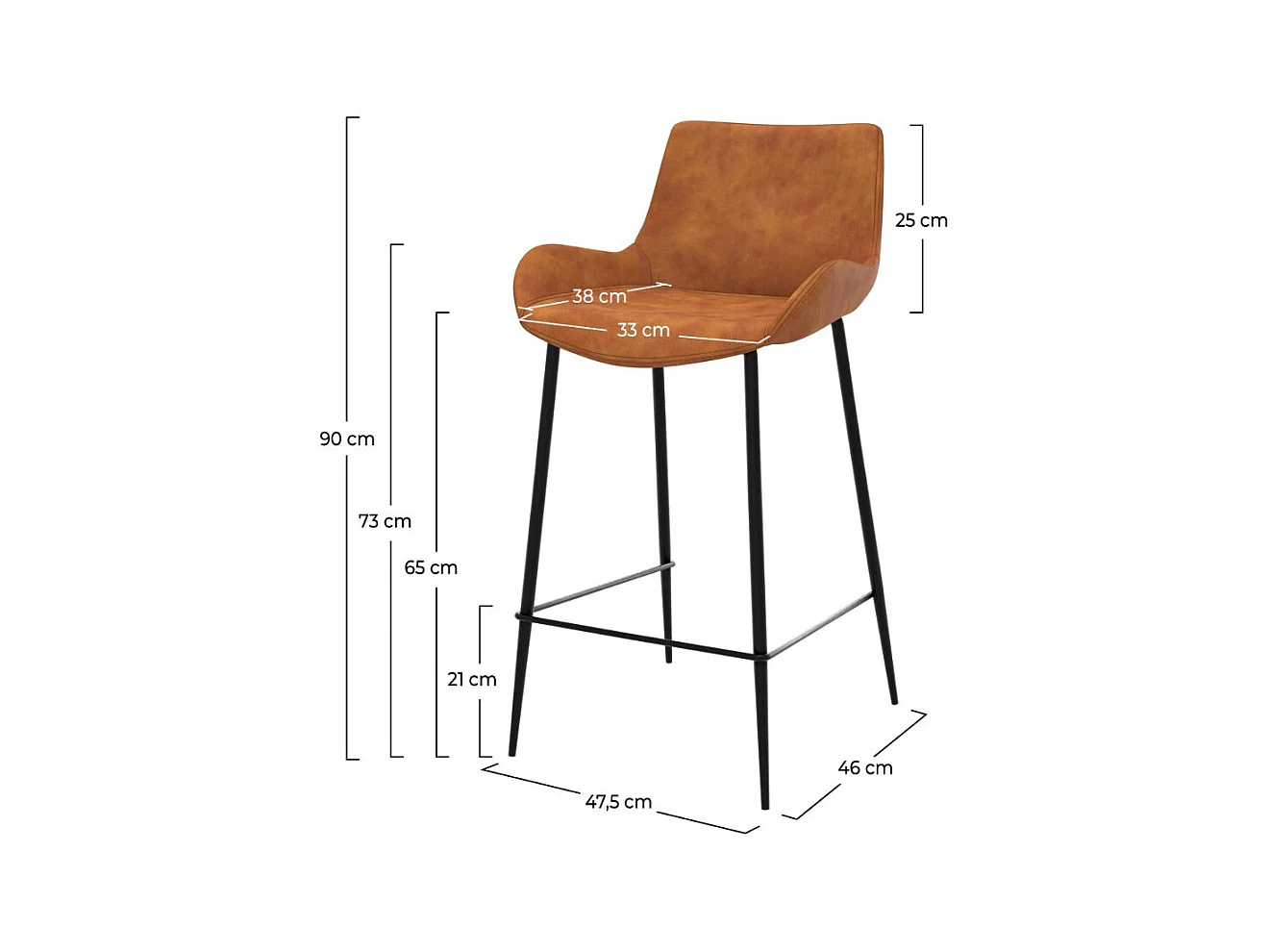 Set di 2 sedie per isola centrale in pelle sintetica cammello 65 cm - Pirata
