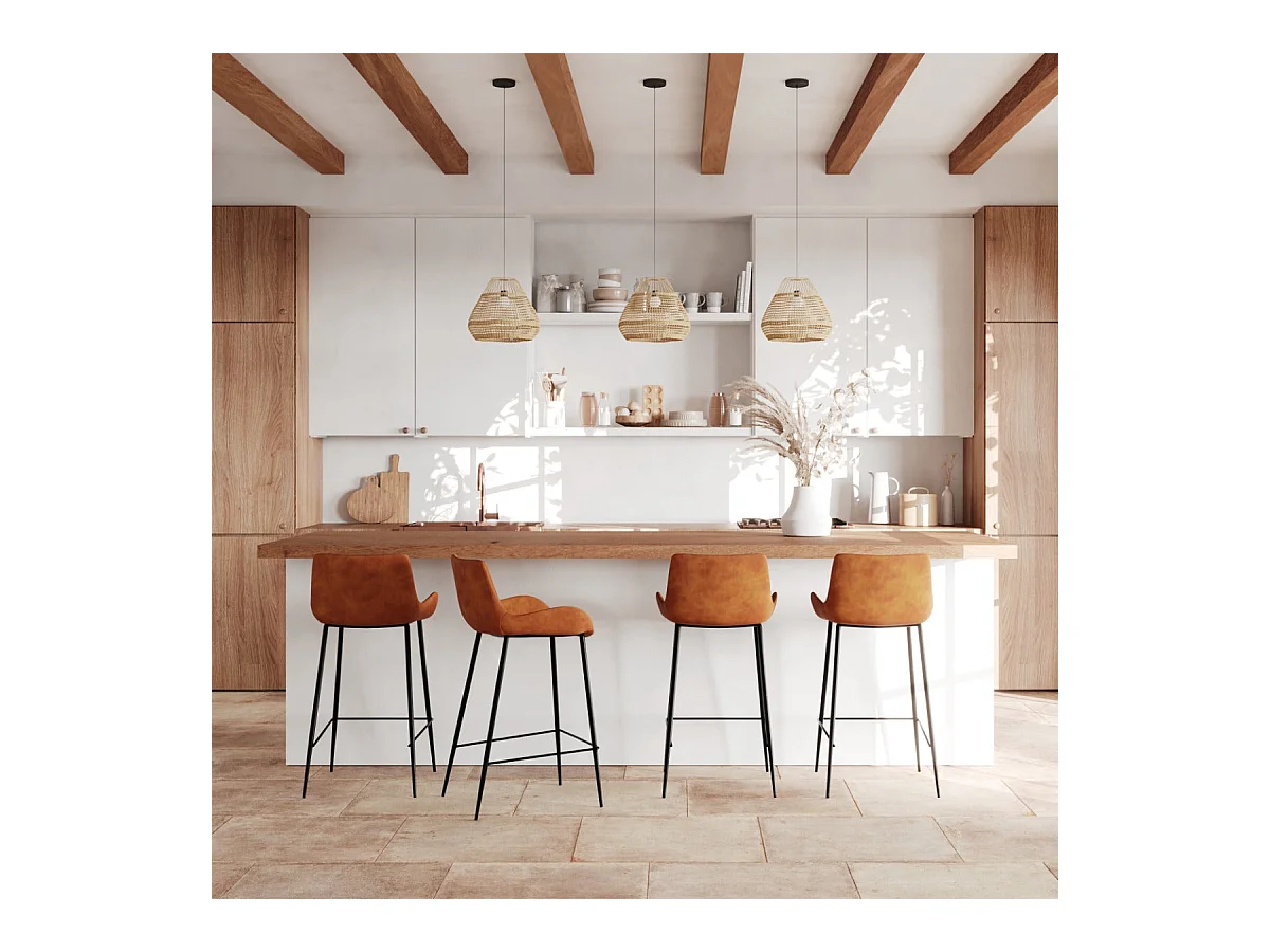 Set di 2 sedie per isola centrale in pelle sintetica cammello 65 cm - Pirata