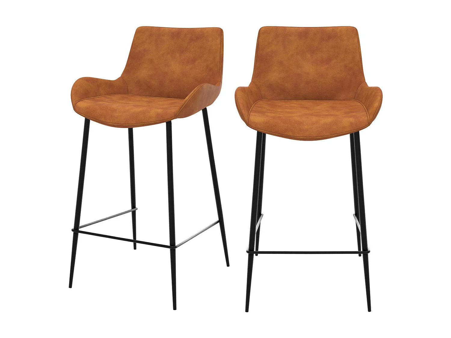 Lot de 2 chaises pour îlot central 65 cm en cuir synthétique camel - Pirata