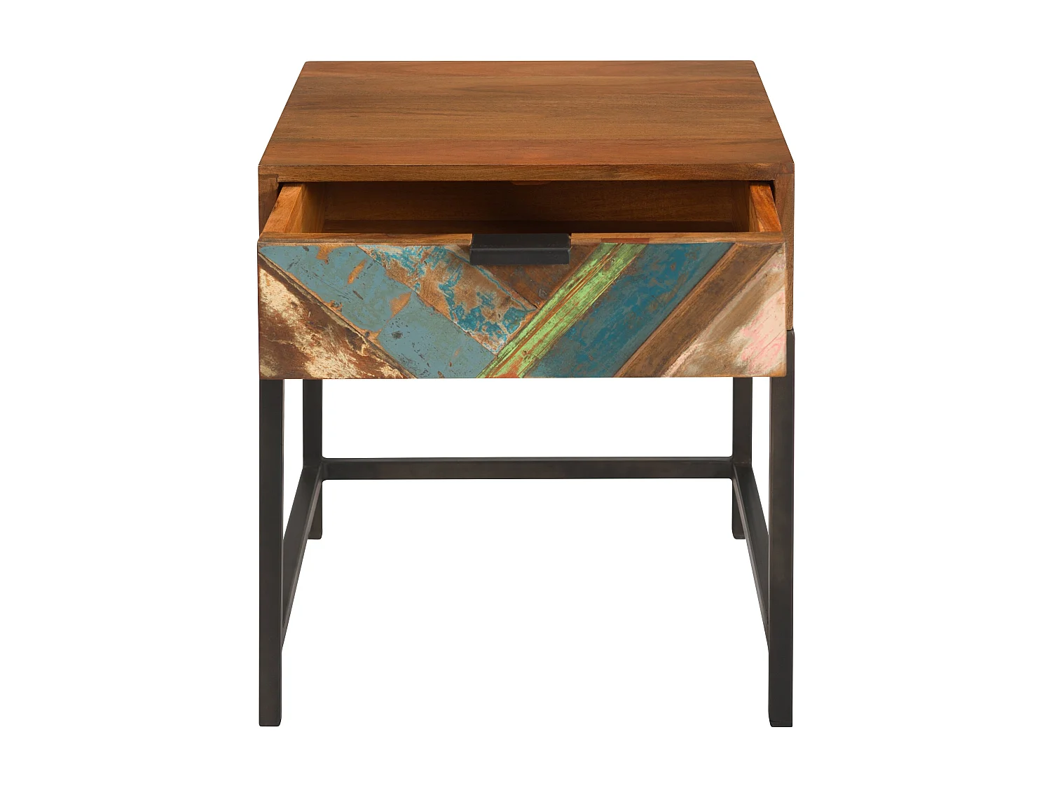 Comodino a 1 cassetto in legno di acacia e legno riciclato - Krabi