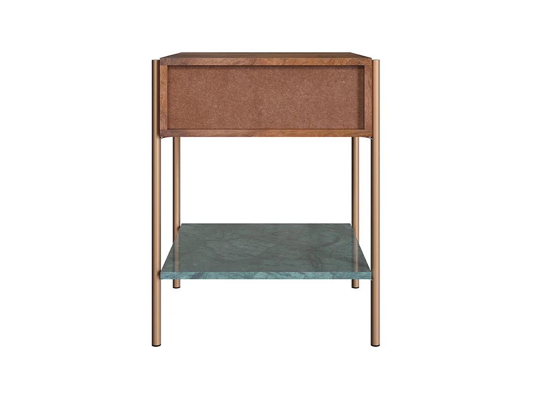 Mesilla de noche de madera de mango y mármol verde - Doori