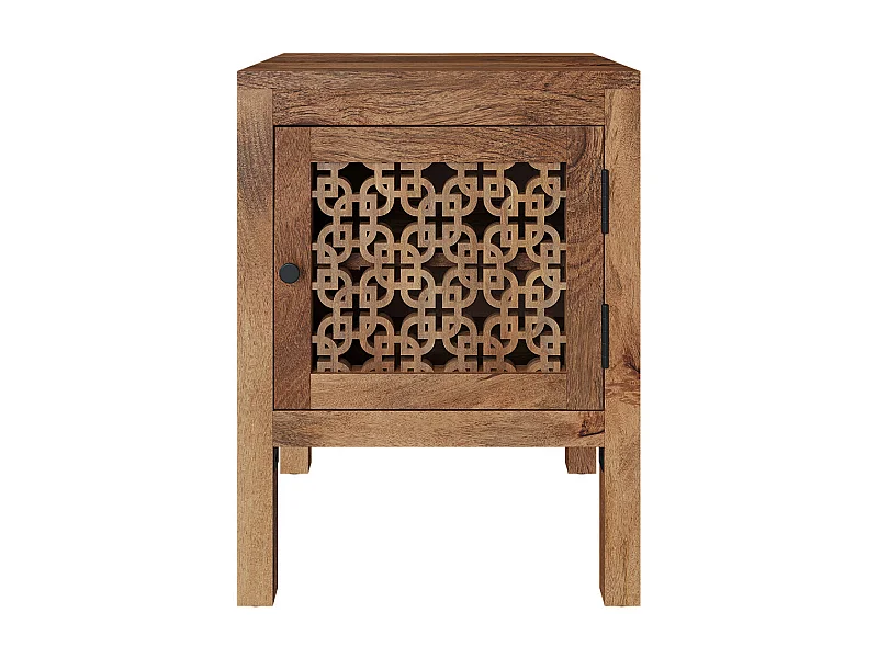 Table de chevet ajourée en bois de manguier - Jaya