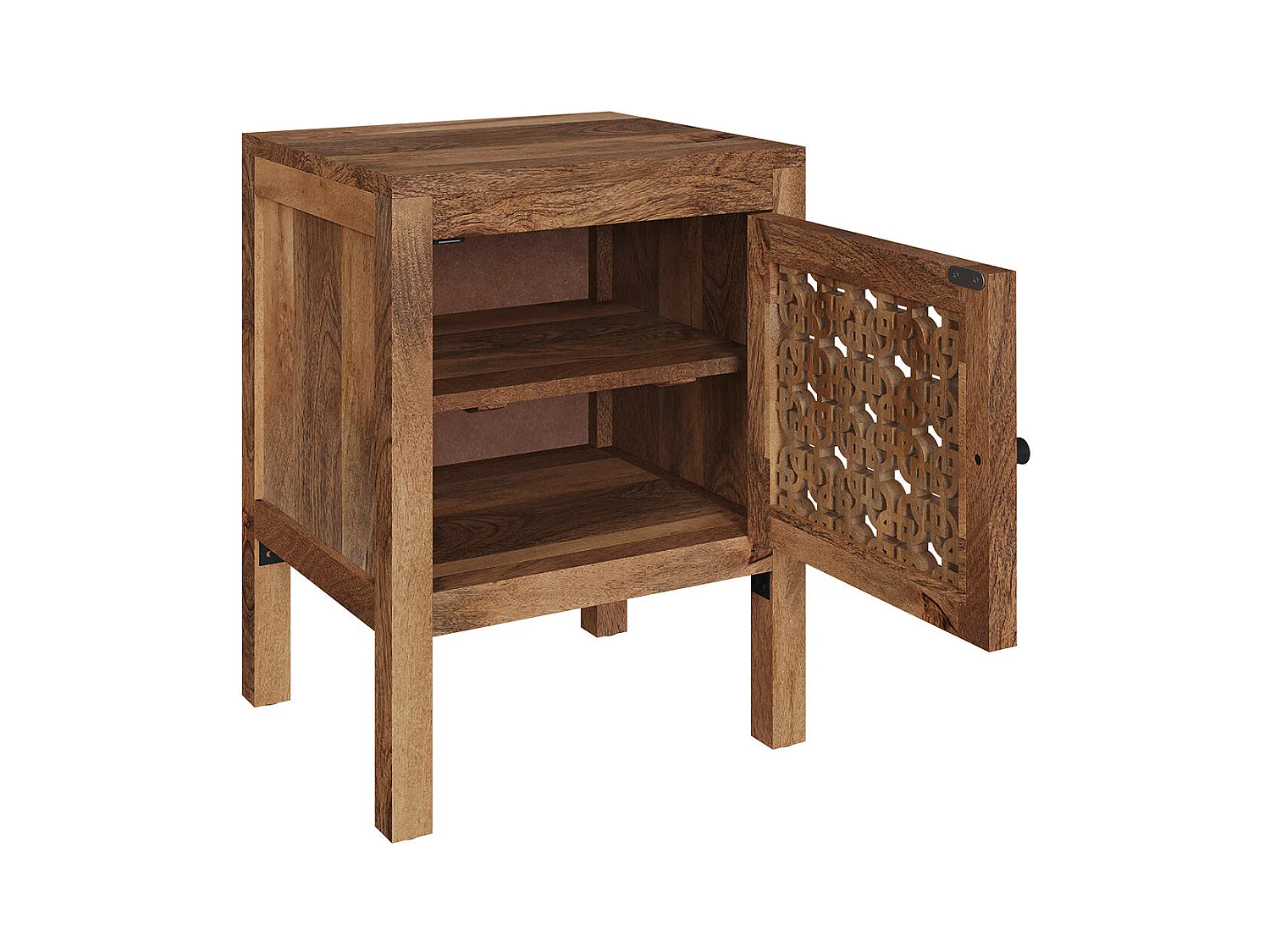 Table de chevet ajourée en bois de manguier - Jaya