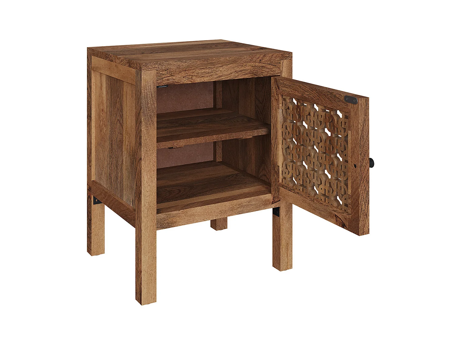 Table de chevet ajourée en bois de manguier - Jaya