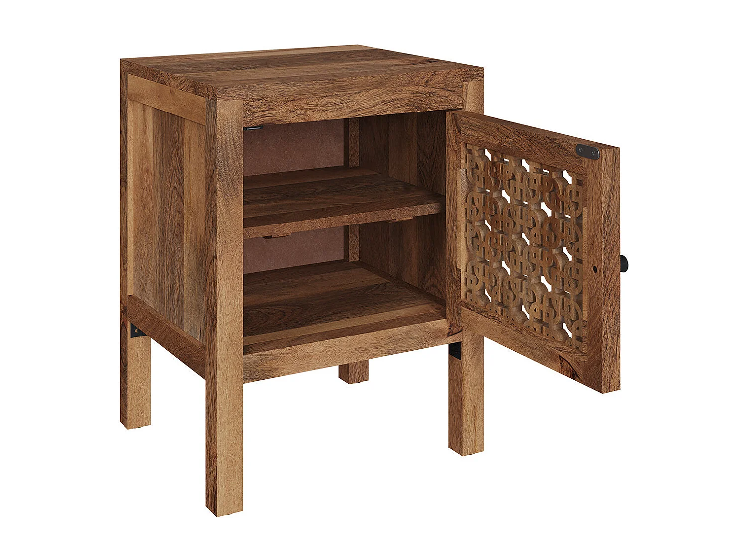 Table de chevet ajourée en bois de manguier - Jaya