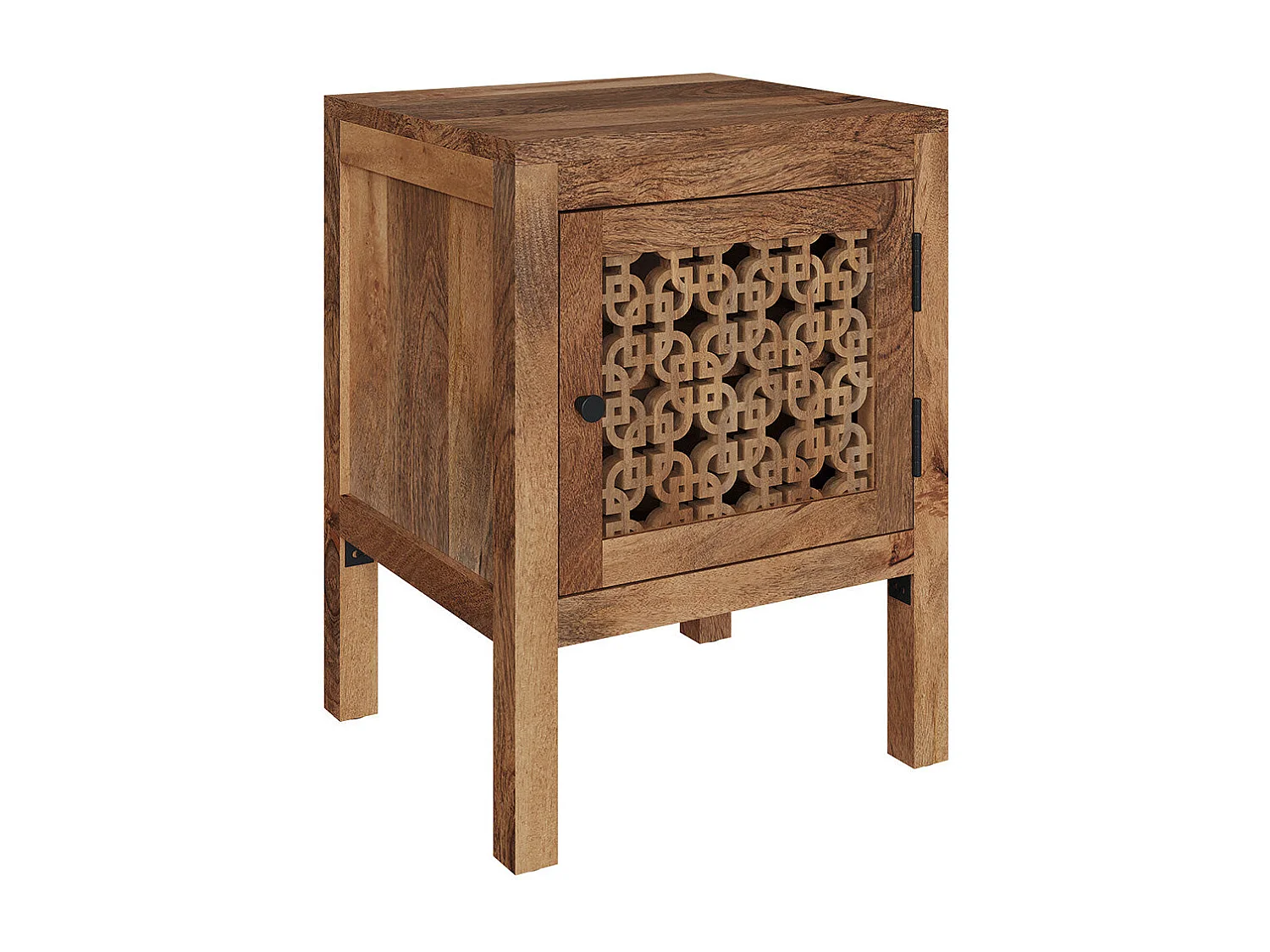 Table de chevet ajourée en bois de manguier - Jaya