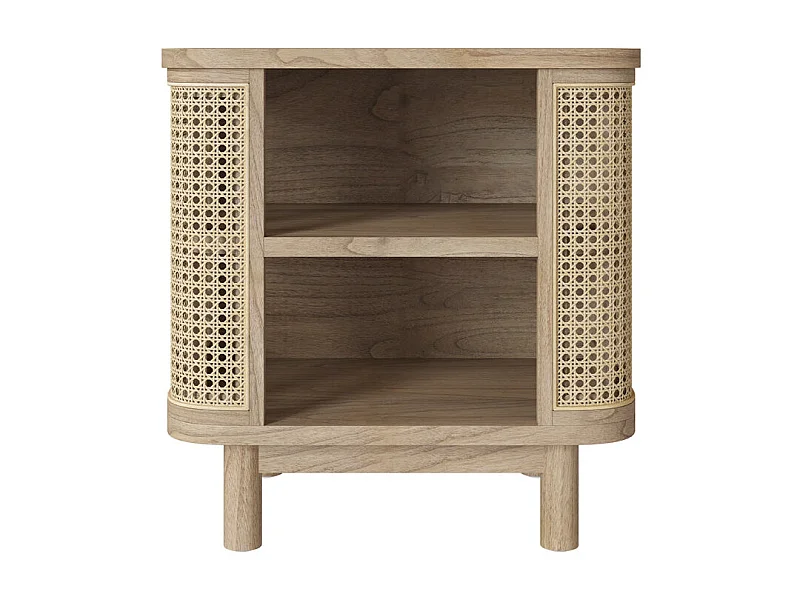 Comodino in legno massiccio e canna - Antik