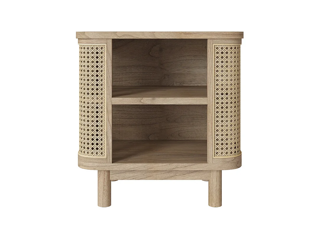 Mesilla de noche en madera maciza y caña - Antik