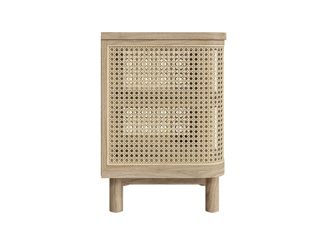 Mesilla de noche en madera maciza y caña - Antik