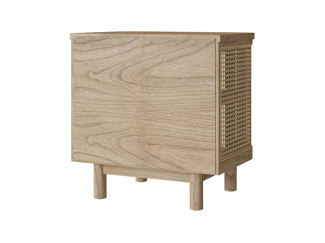 Mesilla de noche en madera maciza y caña - Antik