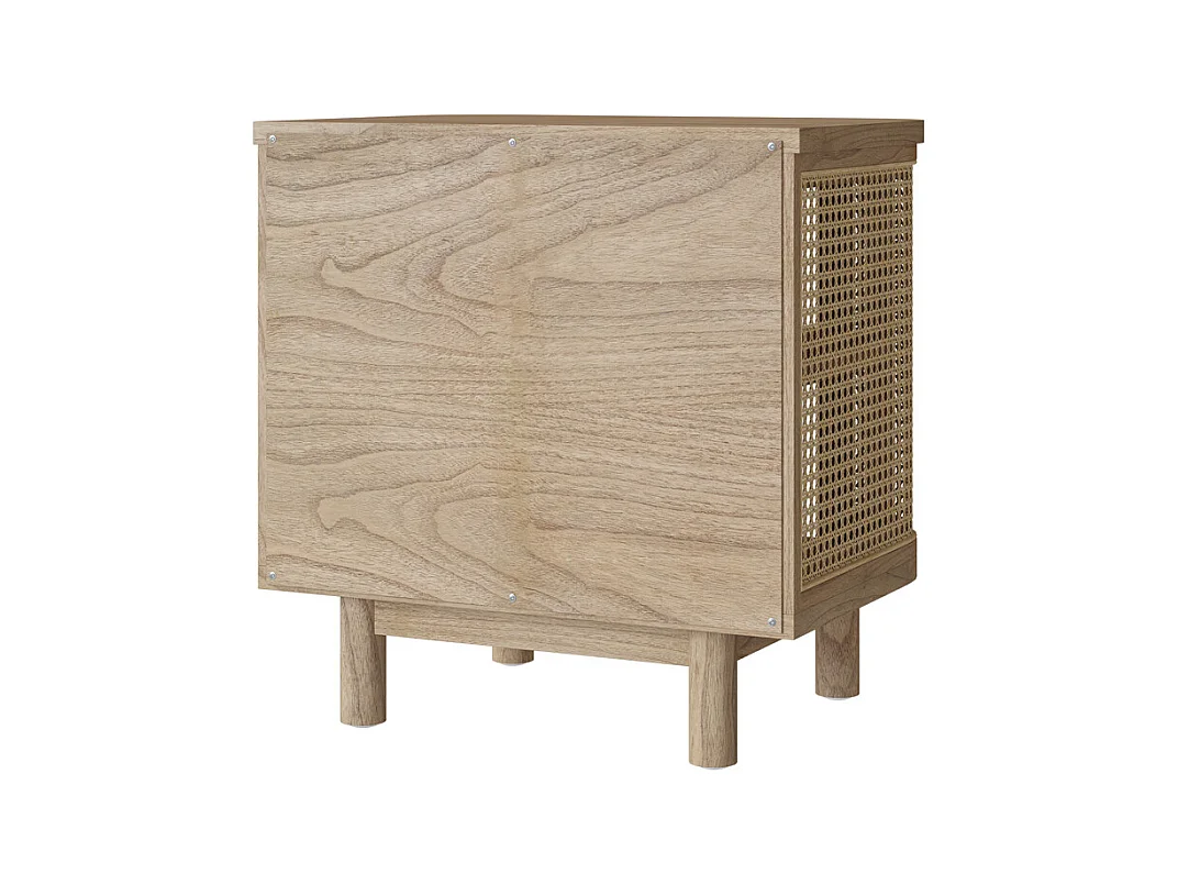 Mesilla de noche en madera maciza y caña - Antik