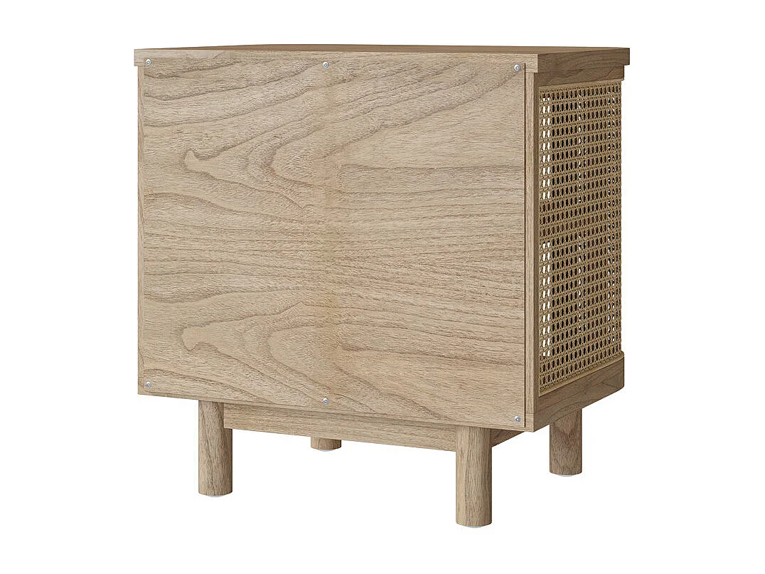 Comodino in legno massiccio e canna - Antik