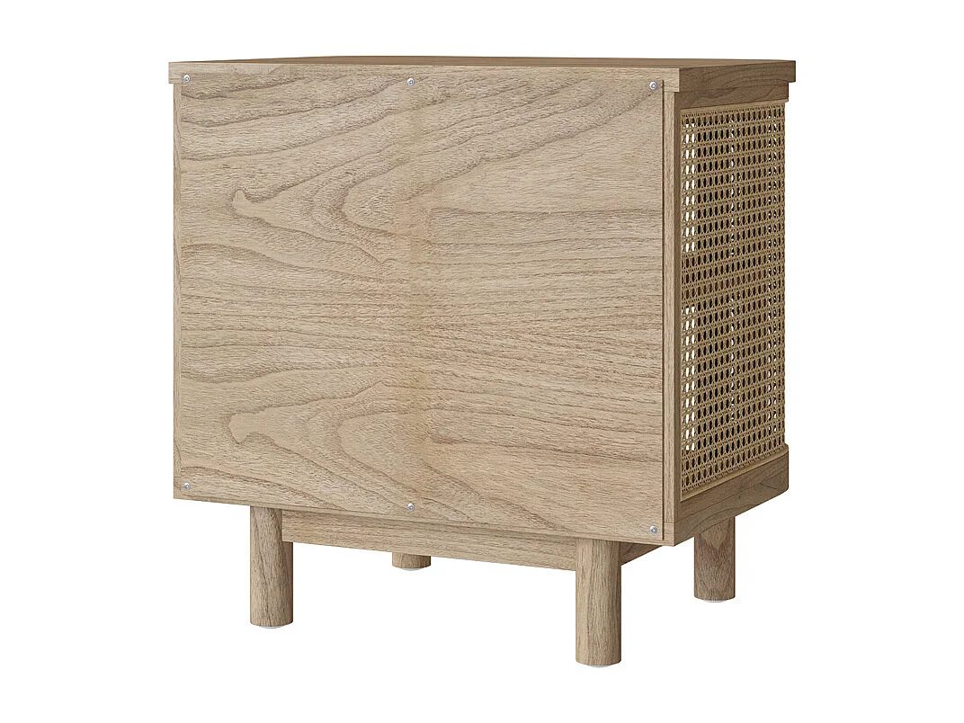 Table de chevet en bois massif et cannage - Antik