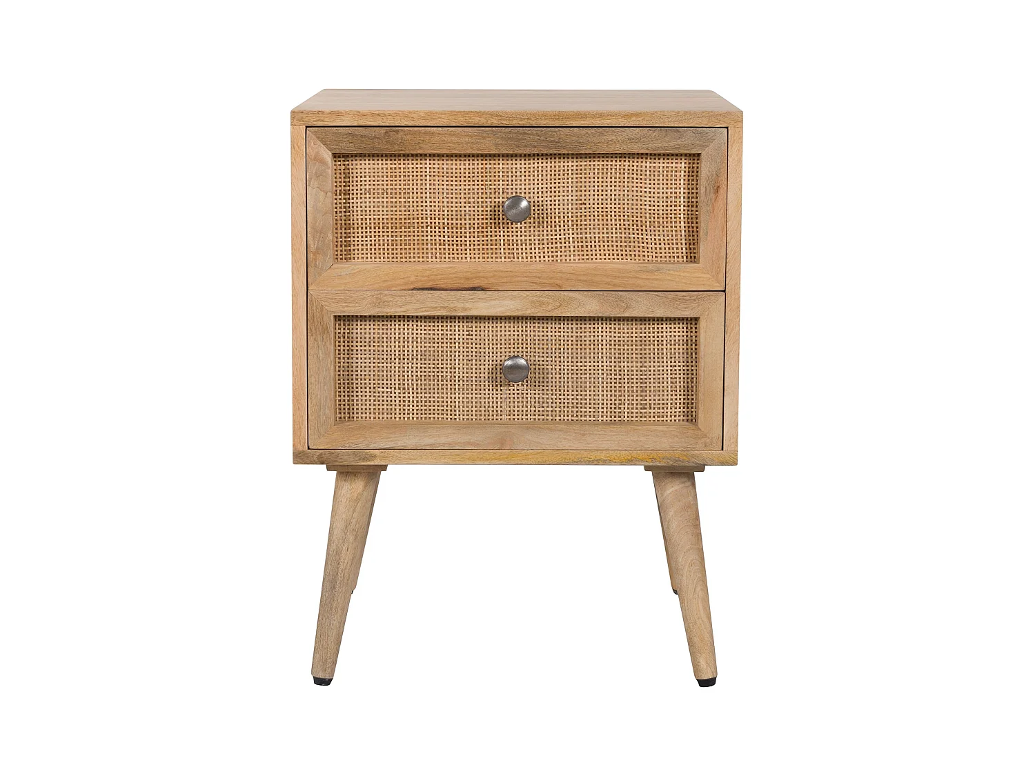 Comodino a 2 cassetti in canna e legno di mango - Cody