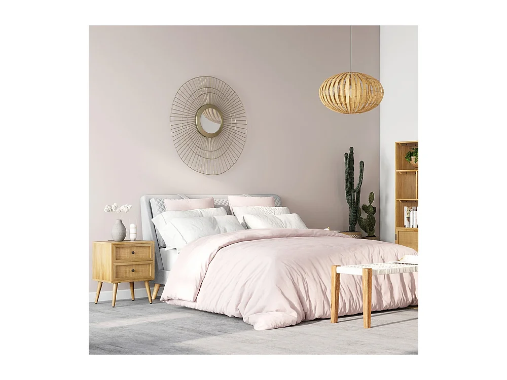 Comodino a 2 cassetti in canna e legno di mango - Cody