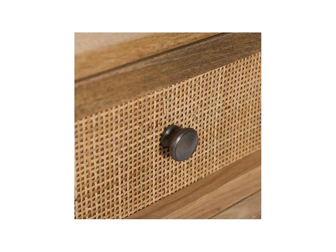 Comodino a 2 cassetti in canna e legno di mango - Cody