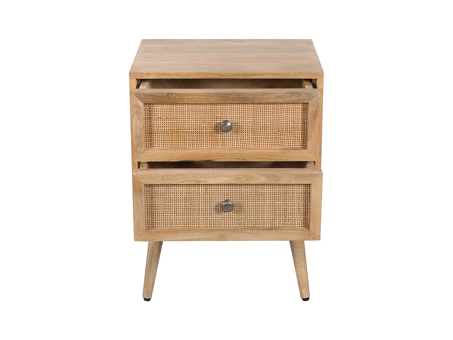 Comodino a 2 cassetti in canna e legno di mango - Cody