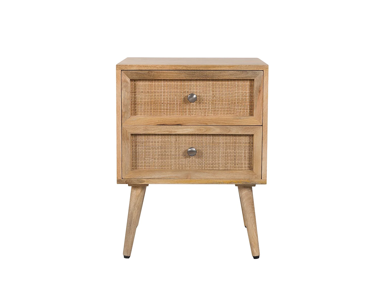 Mesita de noche de 2 cajones en madera de caña y mango - Cody