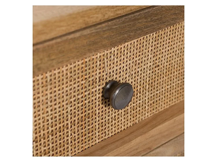 Mesita de noche de 2 cajones en madera de caña y mango - Cody