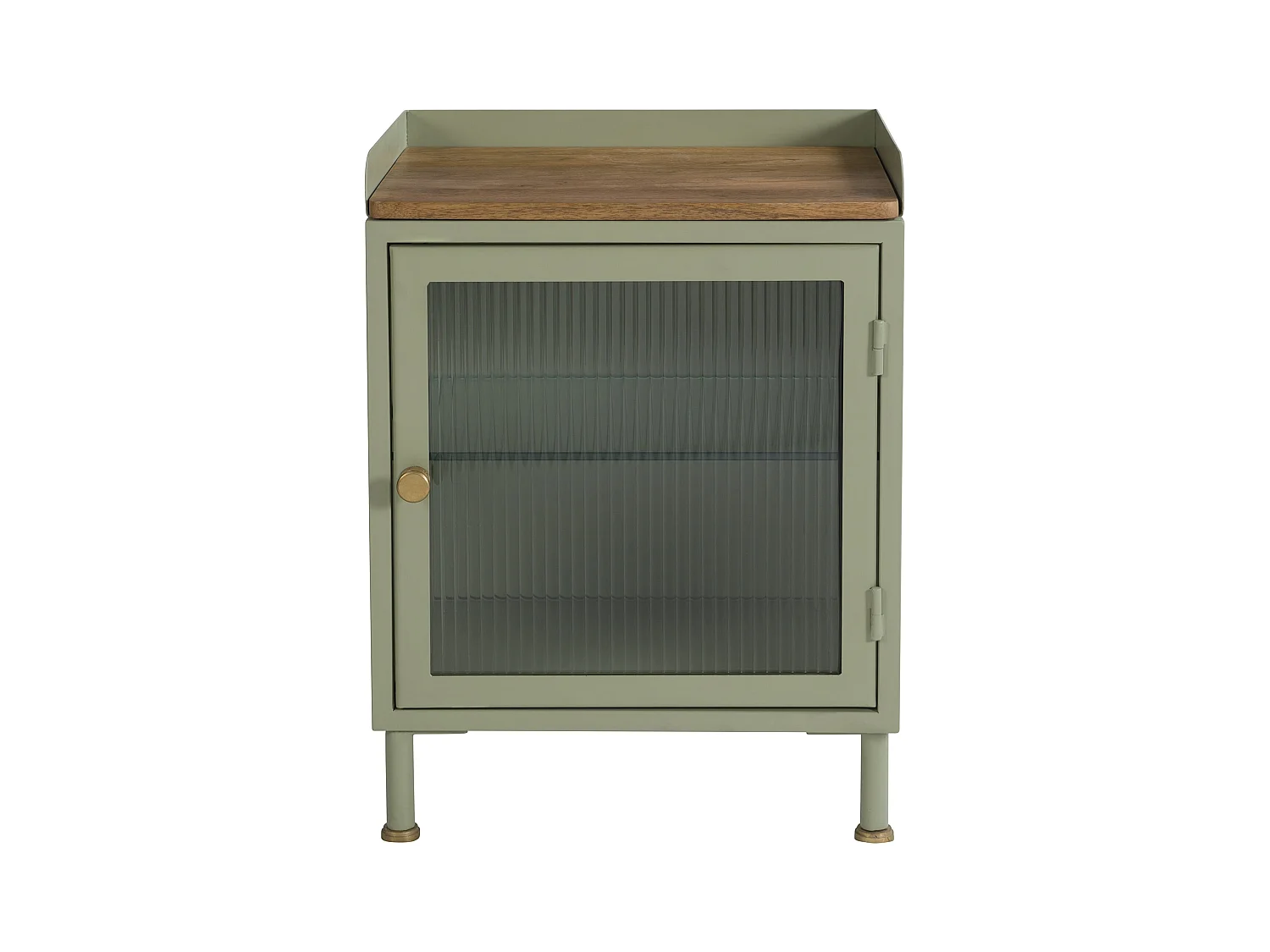 Table de chevet en verre, métal et bois 1 porte - Marnie