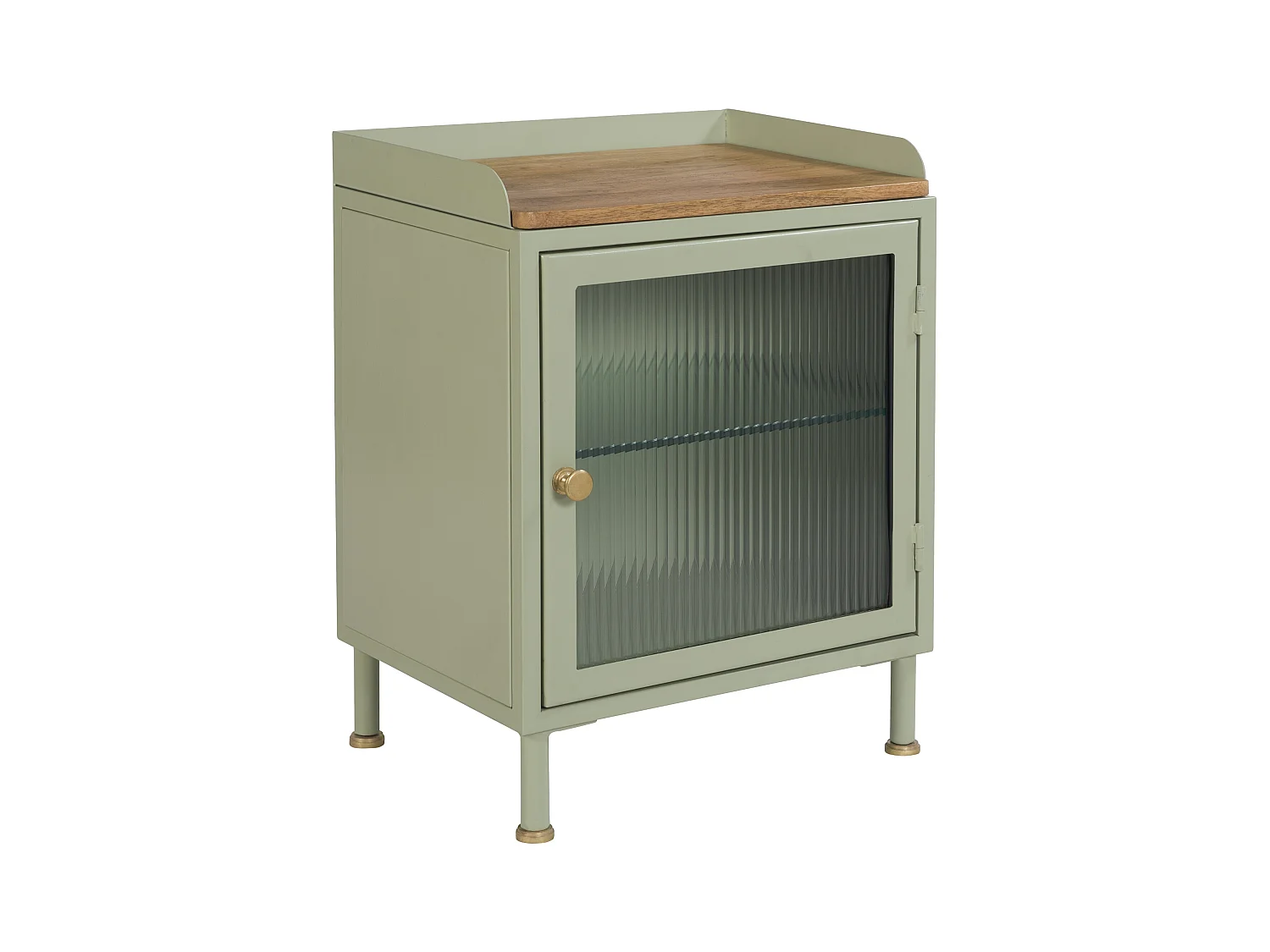 Table de chevet en verre, métal et bois 1 porte - Marnie