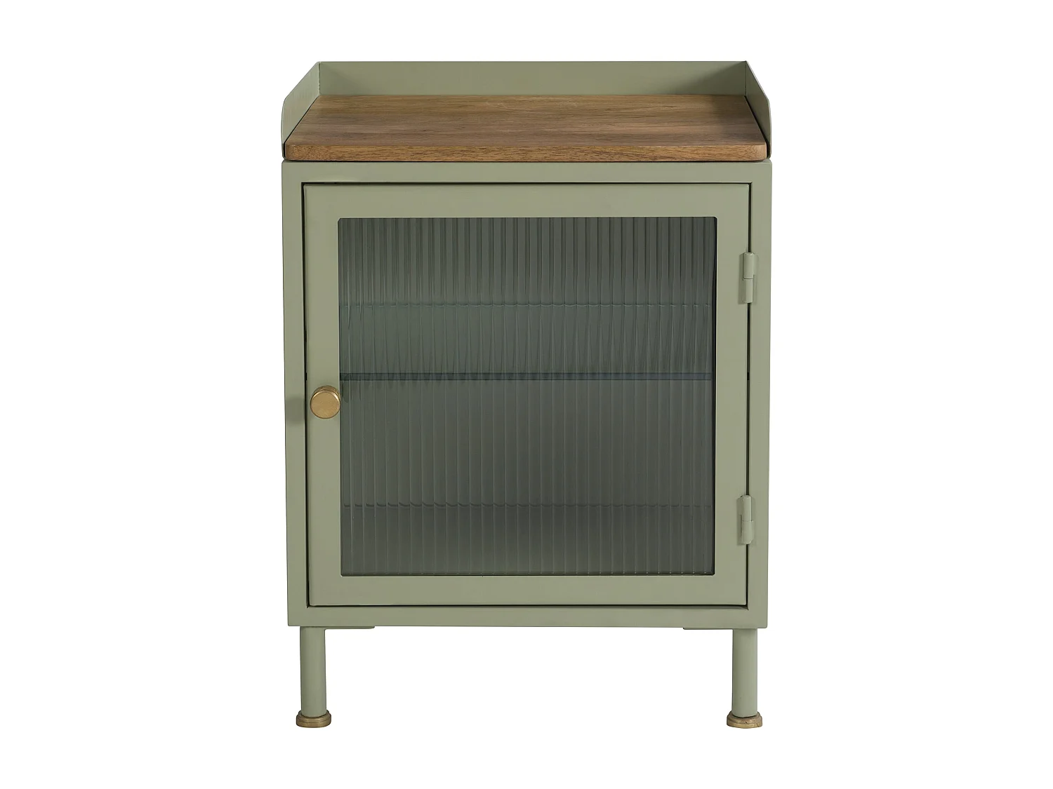 Table de chevet en verre, métal et bois 1 porte - Marnie