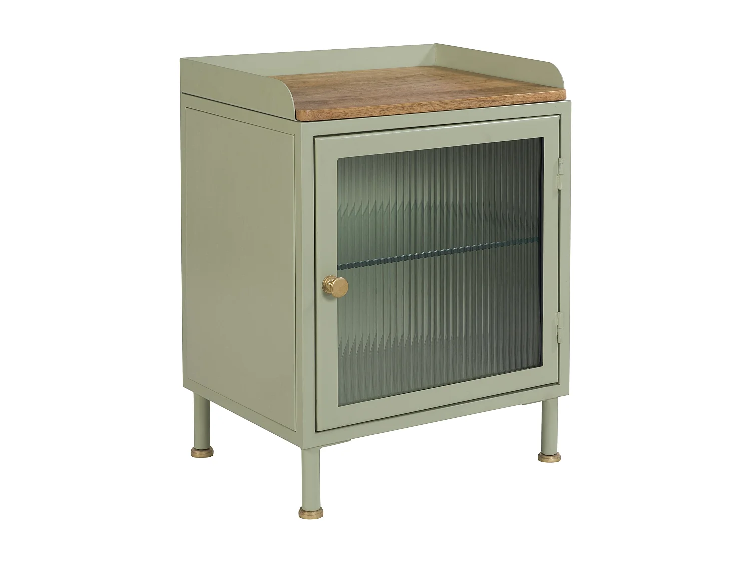 Table de chevet en verre, métal et bois 1 porte - Marnie